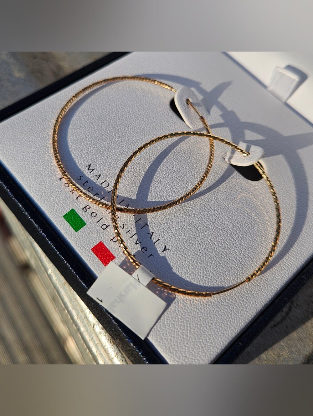 18K Gold Plated Textured Hoop Earrings